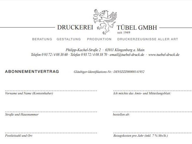 Abovertrag Druckerei Tübel